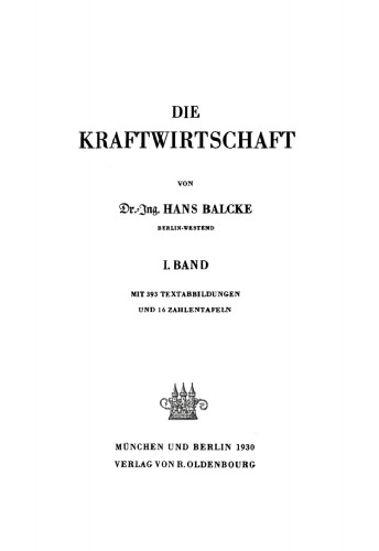 Die Kraftwirtschaft, Band 1