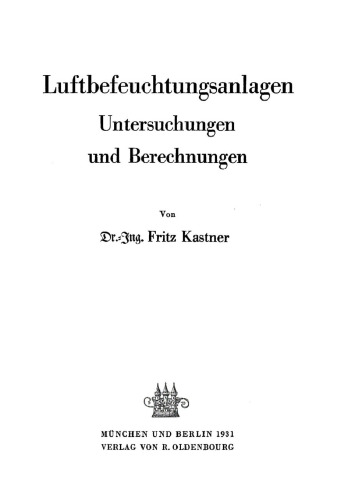 Luftbefeuchtungsanlagen: Untersuchungen und Berechnungen