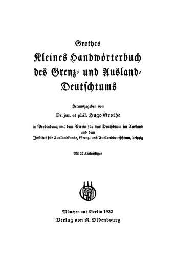 Grothes kleines Handwörterbuch des Grenz- und Ausland-Deutschtums