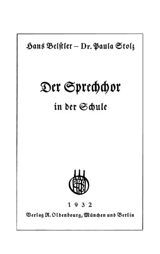 Der Sprechchor in der Schule