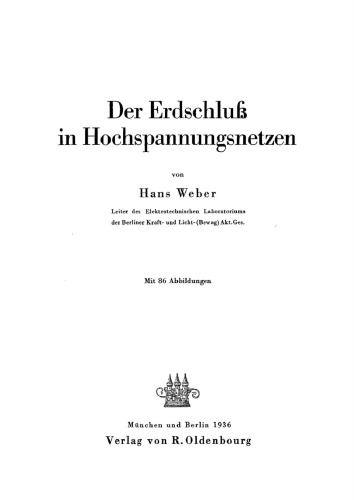 Der Erdschluß in Hochspannungsnetzen