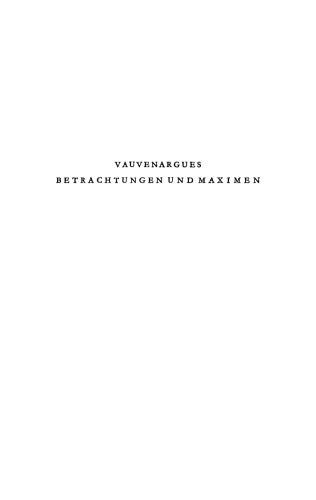 Vauvenargues Betrachtungen und Maximen