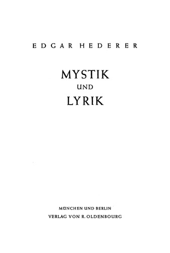 Mystik und Lyrik