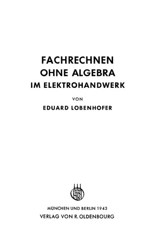 Fachrechnen ohne Algebra im Elektrohandwerk