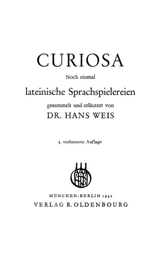Curiosa: Noch einmal lateinische Sprachspielereien