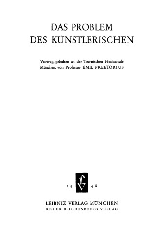 Das Problem des Künstlerischen