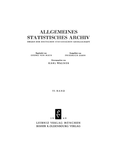 Allgemeines Statistisches Archiv: Band 33