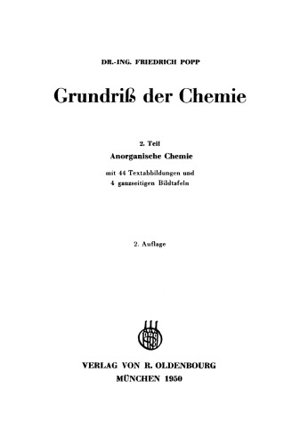 Grundriß der Chemie: Teil 2 Anorganische Chemie