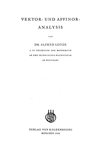 Vektor- und Affinor-Analysis