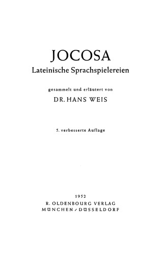 Jocosa: Lateinische Sprachspielereien