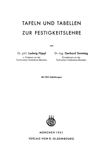 Tafeln und Tabellen zur Festigkeitslehre