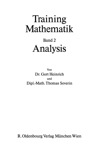Training Mathematik: Band 2 Analysis