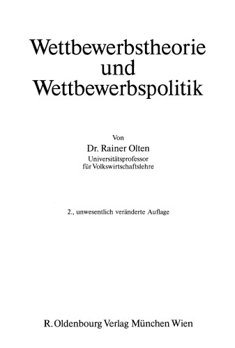 Wettbewerbstheorie und Wettbewerbspolitik