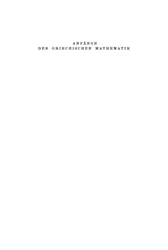 Anfänge der griechischen Mathematik