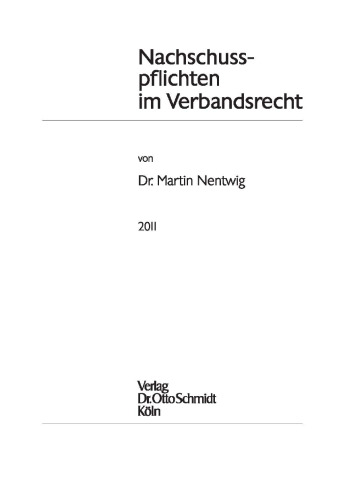 Nachschusspflichten im Verbandsrecht