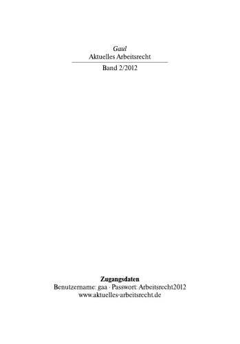 Aktuelles Arbeitsrecht, Band 2/2012