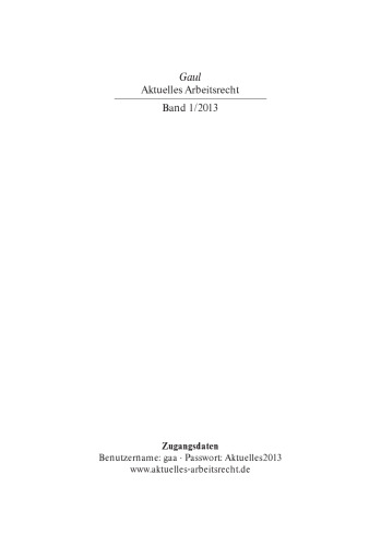 Aktuelles Arbeitsrecht, Band 1/2013
