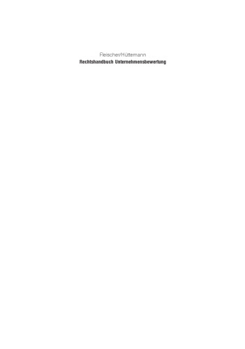 Rechtshandbuch Unternehmensbewertung