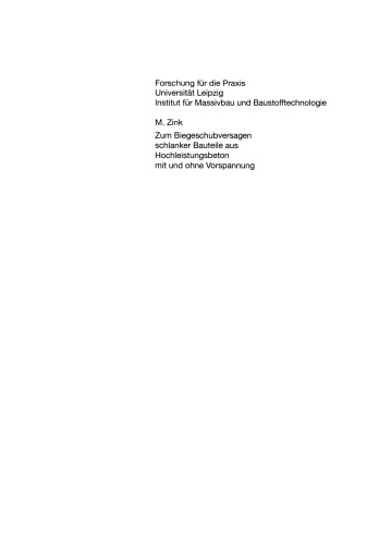 Zum Biegeschubversagen schlanker Bauteile aus Hochleistungsbeton mit und ohne Vorspannung