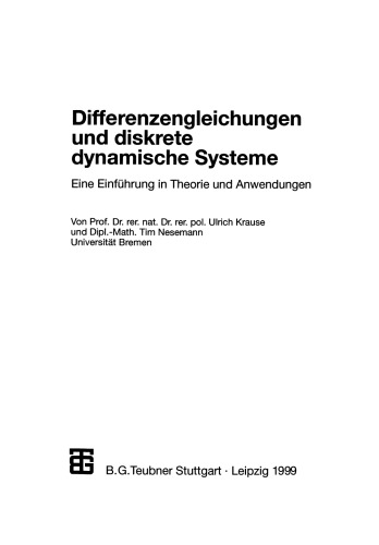 Differenzengleichungen und diskrete dynamische Systeme: Eine Einführung in Theorie und Anwendungen