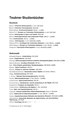 Numerische Behandlung mechanischer Probleme mit BASIC-Programmen