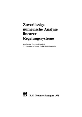 Zuverlässige numerische Analyse linearer Regelungssysteme