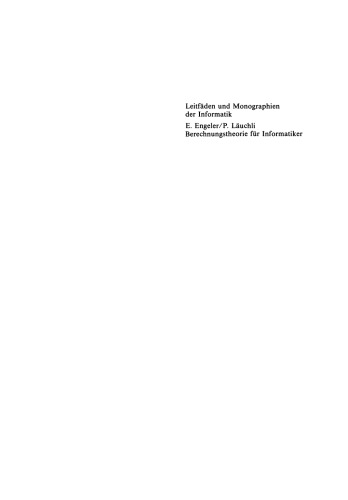 Berechnungstheorie für Informatiker