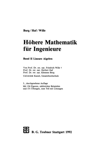 Höhere Mathematik für Ingenieure: Band II: Lineare Algebra