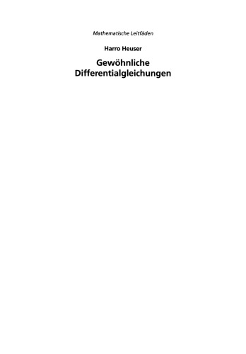 Gewöhnliche Differentialgleichungen: Einführung in Lehre und Gebrauch