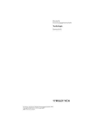 Toxikologie: Denkschrift