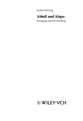 Abluft und Abgas: Reinigung und Uberwachung