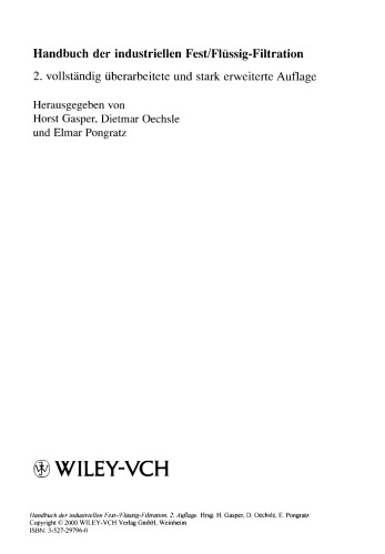 Handbuch der industriellen Fest-/Flüssig-Filtration