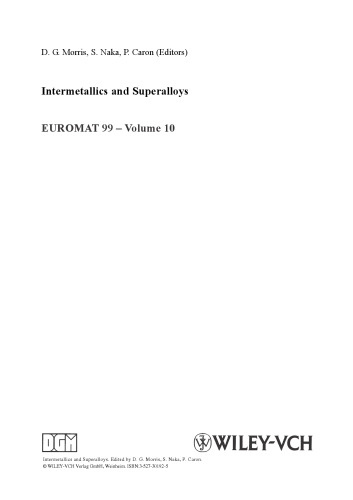 Intermetallics and Superalloys, Volume 10