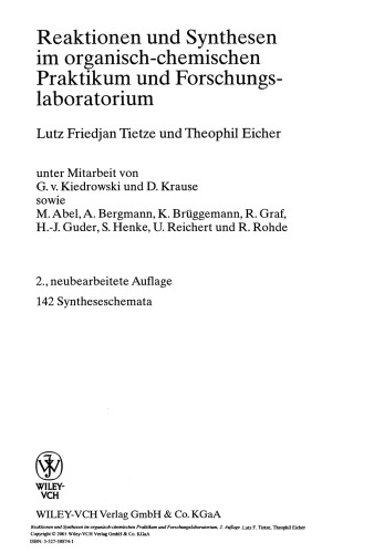 Reaktionen und Synthesen im organisch-chemischen Praktikum und Forschungslaboratorium, 2. Auflage
