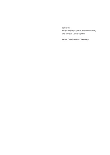 Anion Coordination Chemistry