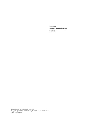 Plasma Cathode Electron Sources: Physics, Technology, Applications