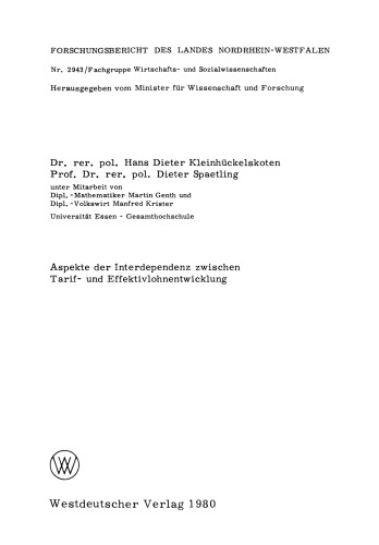 Aspekte der Interdependenz zwischen Tarif- und Effektivlohnentwicklung