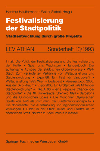Festivalisierung der Stadtpolitik: Stadtentwicklung durch große Projekte