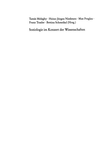 Soziologie im Konzert der Wissenschaften: Zur Identität einer Disziplin