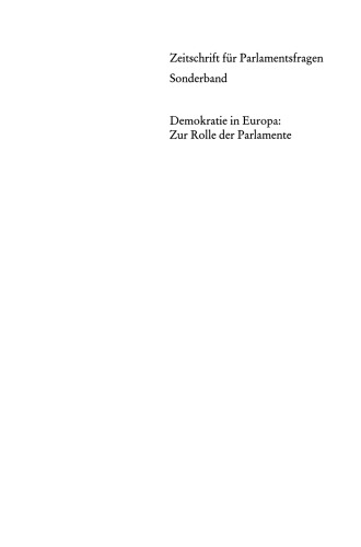 Demokratie in Europa: Zur Rolle der Parlamente
