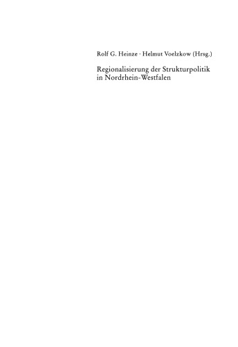 Regionalisierung der Strukturpolitik in Nordrhein-Westfalen
