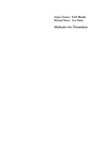 Methoden der Textanalyse: Leitfaden und Uberblick