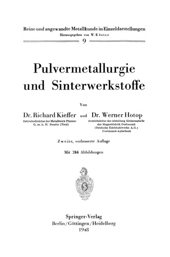 Pulvermetallurgie und Sinterwerkstoffe