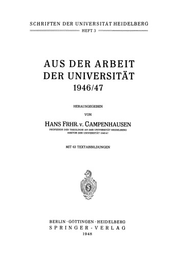 Aus der Arbeit der Universität 1946/47