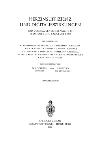 Herzinsuffizienz und Digitaliswirkungen: 31. Oktober und 1. November 1958