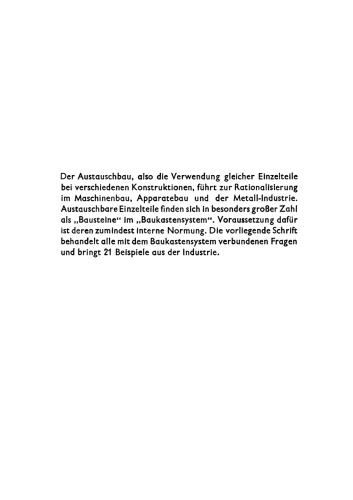 Das Baukastensystem in der Technik