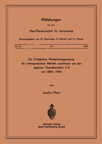 Zur 27-täglichen Wiederholungsneigung der erdmagnetischen Aktivität, erschlossen aus den täglichen Charakterzahlen C8 von 1884–1964