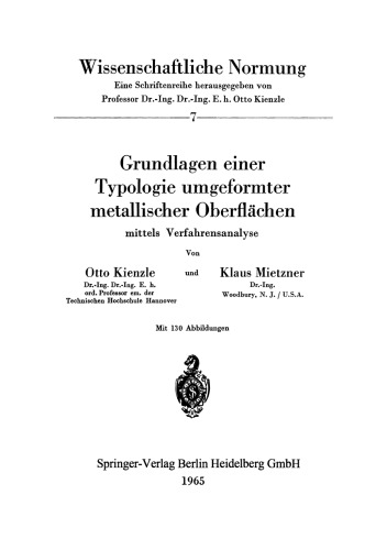 Grundlagen einer Typologie umgeformter metallischer Oberflächen: Mittels Verfahrensanalyse