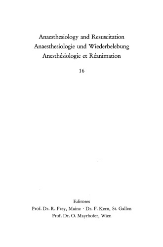 Anaesthesiologische Probleme in der Hals-Nasen-Ohren-Heilkunde und Kieferchirurgie: Bericht über das Colloquium der Deutschen Gesellschaft für Anaesthesie und Wiederbelebung und des Berufsverbandes Deutscher Anaesthesisten am 24. April 1965 im Katharinenhospital der Stadt Stuttgart