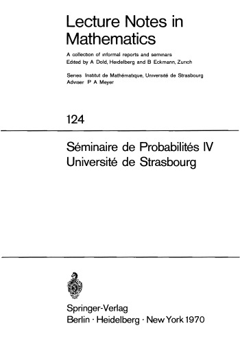 Séminaire de Probabilités IV